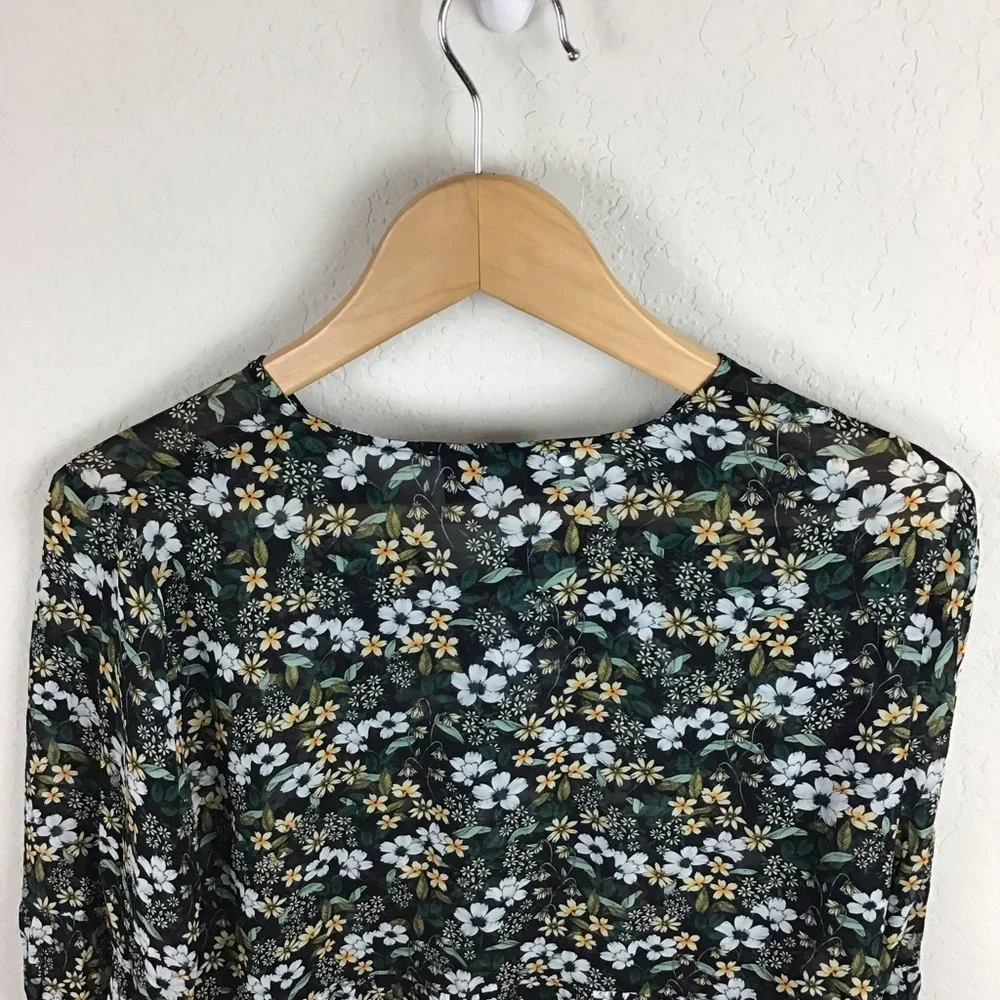 Munthe Floral Long Sleeve Blouse 36 Blue Green White Yellow - Picture 5 of 8